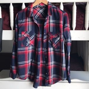 Navy-Red Button Down Flannel